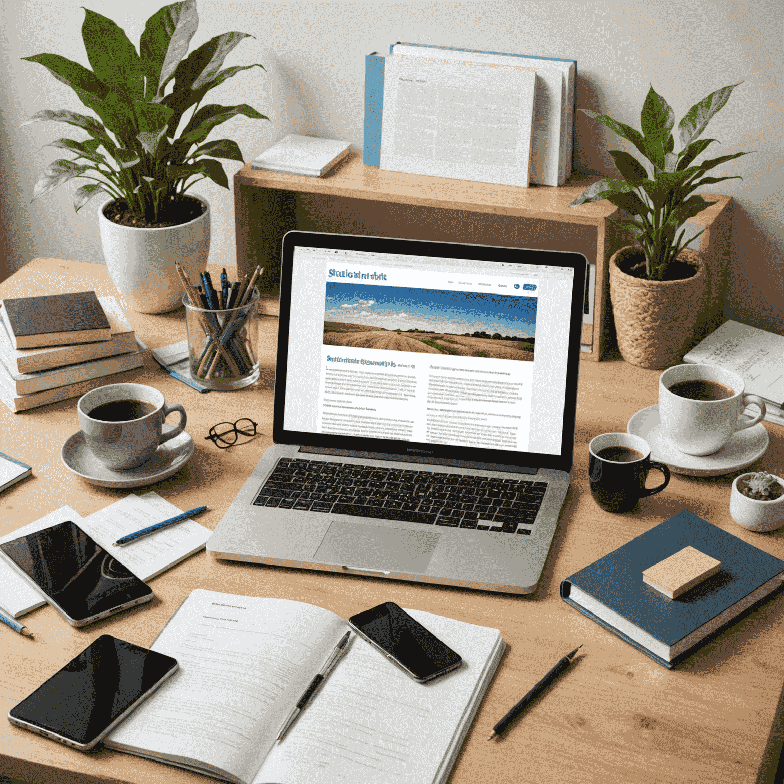 A collection of study materials, textbooks, and digital devices displaying educational content