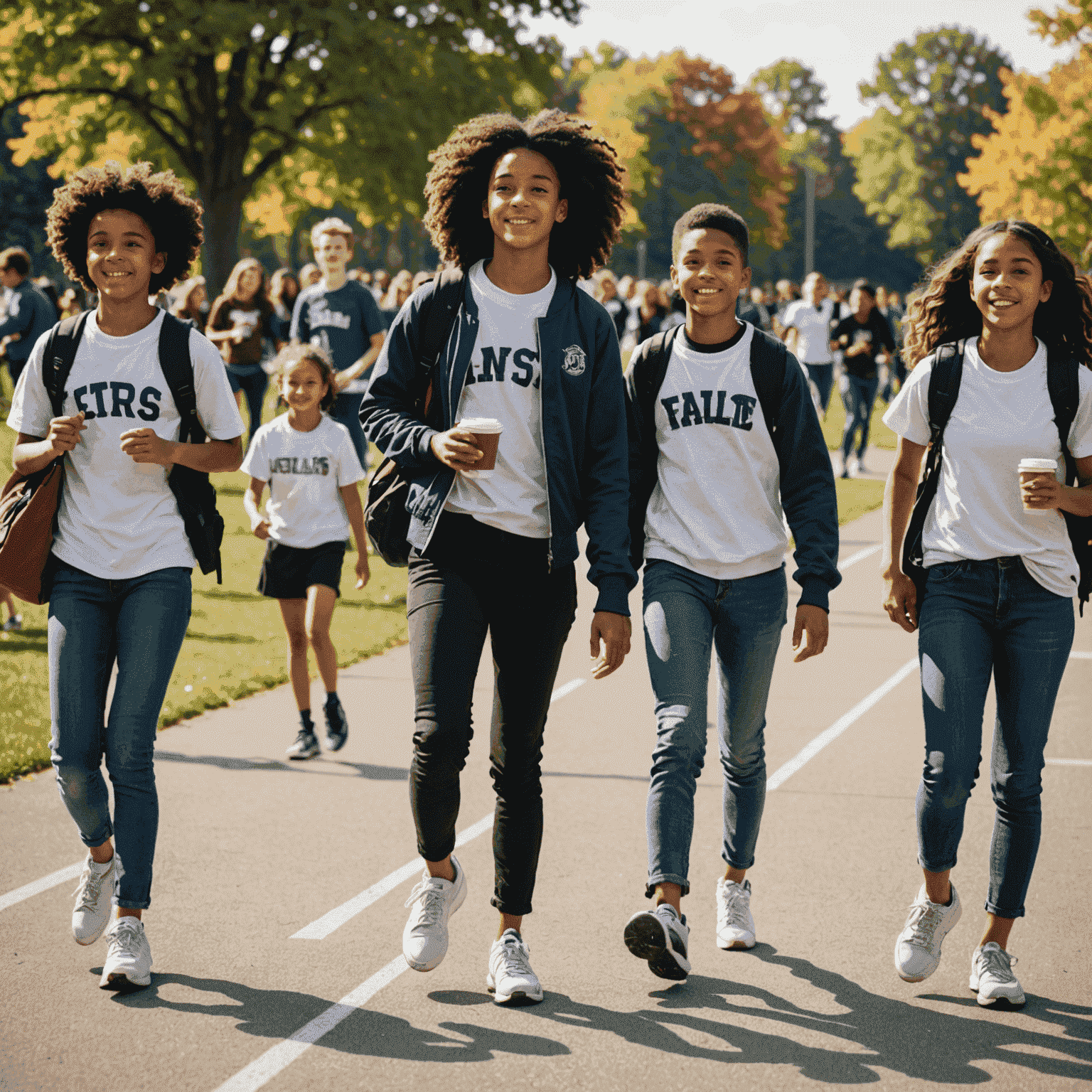 Students participating in various extracurricular activities like sports, music, and art
